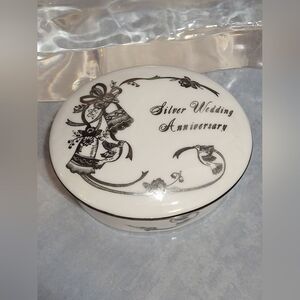 Porcelain Trinket Box-  25th Silver Wedding Anniversary gifts